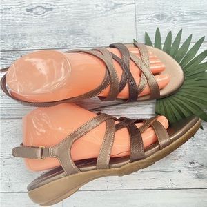 NATURAL SOUL BY NATURALIZER CHAMPAGNE STRAPPY VELCRO SANDALS